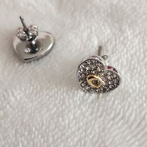 COACH Rhinestone Heart Stud Earrings